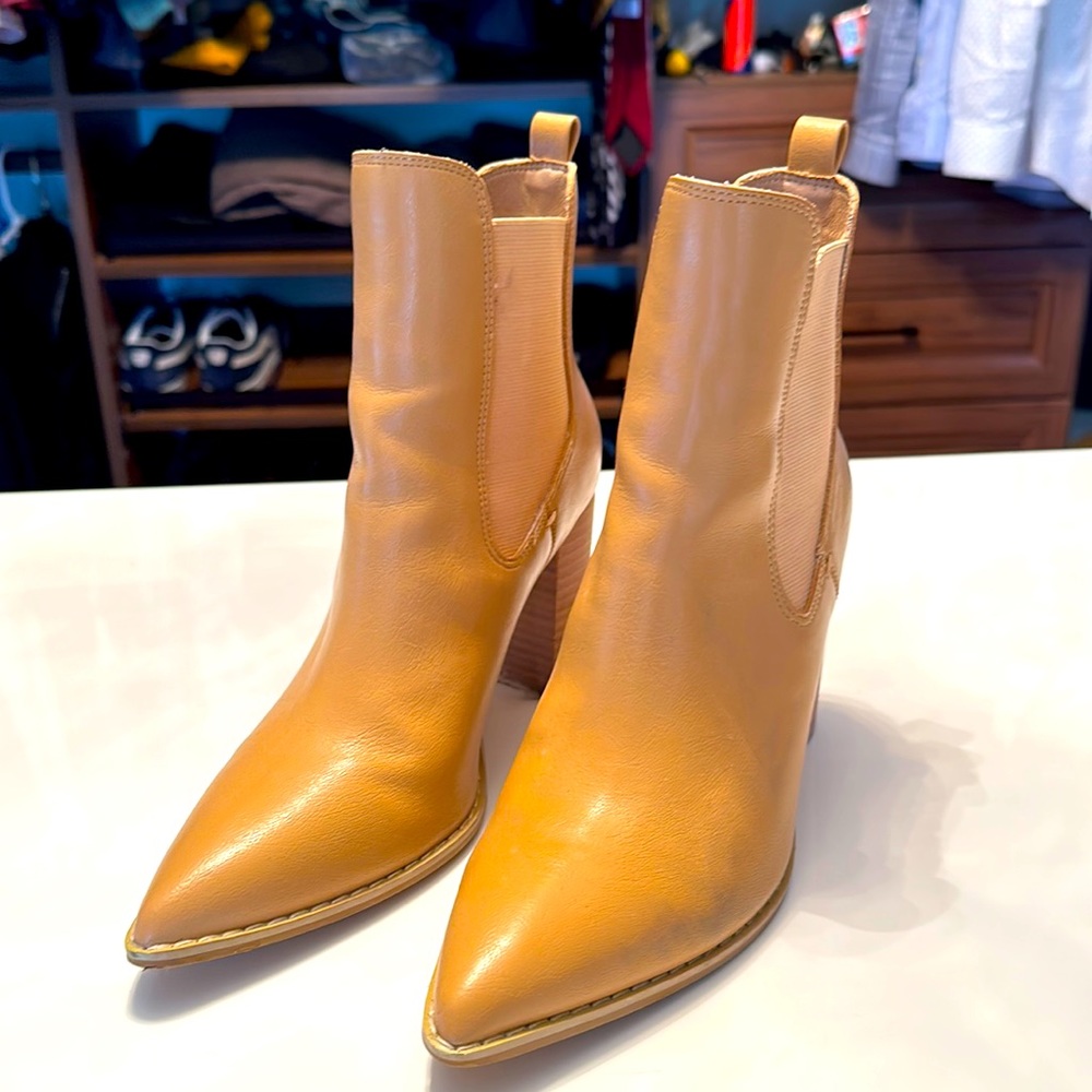 Tan Faux Leather Booties